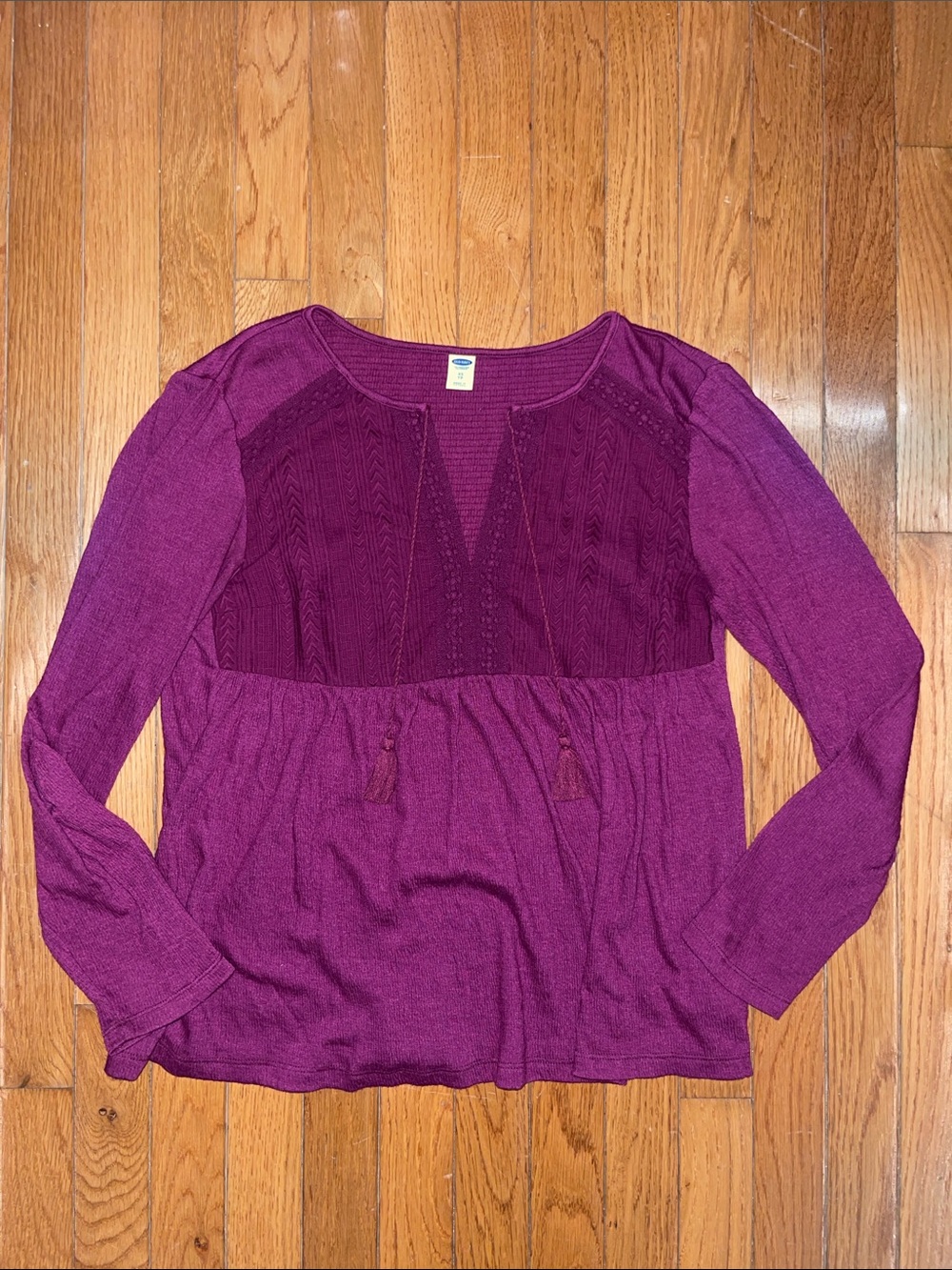 Old Navy Burgundy Top with Tassel Ties
